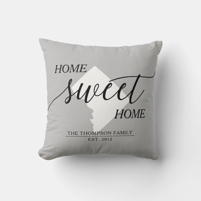 Coussin Home Sweet Home DC State Nom de famille Lancer l'o (Recto)