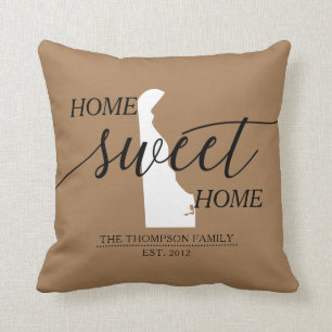 Coussin Home Sweet Home DE State Nom de famille Lancer l'o