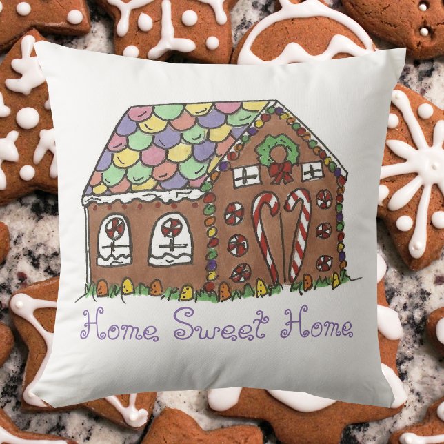 Coussin Home Sweet Home Gingerbread Maison Noël (Gingerbread house pillow)