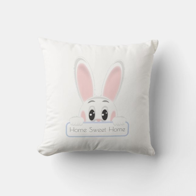 Coussin Home Sweet Home Lapin Blanc (Recto)