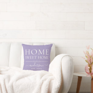 Coussin Home Sweet Home   Nom de famille Année Lilac
