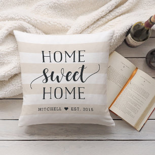 Coussin Home Sweet Home Personnalisé rayé