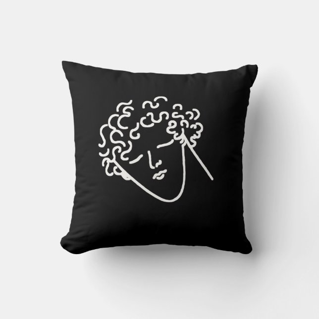 Coussin homme aux cheveux bouclés noir (Recto)