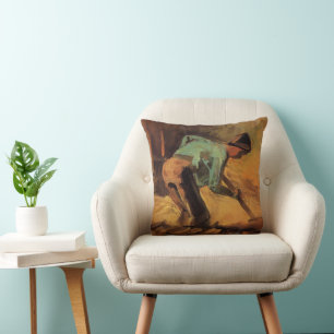 Coussin Homme penché avec bâton, bêche de Vincent van Gogh