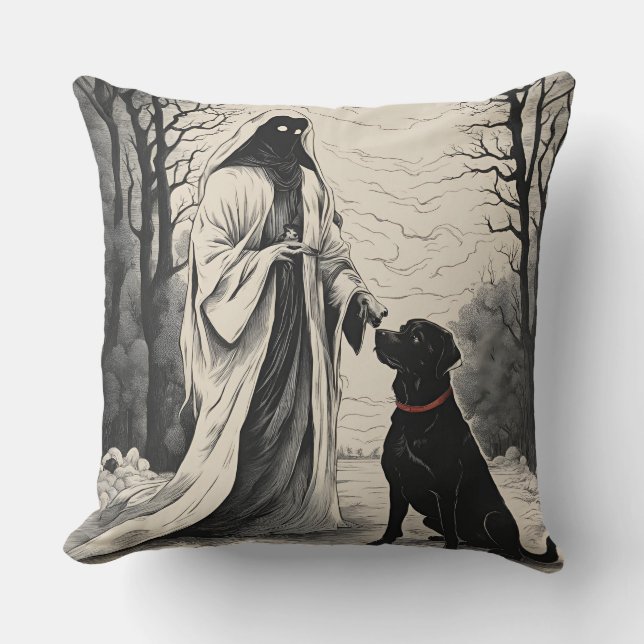 Coussin Homogénéité et chien noir halloween 2024 (Recto)