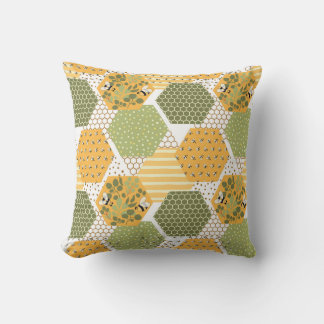 Coussin Honey Bee Hexagon Motif