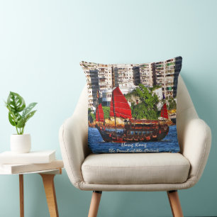 Coussin Hong Kong Sampan La perle de l'Orient