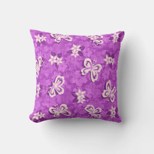 Coussin Honolua Plumeria Papillon et Hibiscus Hawaïen