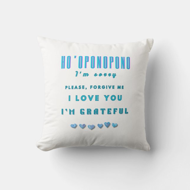 Coussin Ho'oponopono Mantra de guérison - Bleu clair Spiri (Recto)