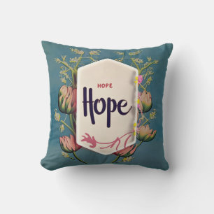 Coussin Hope fleurit - Typographie florale élégante