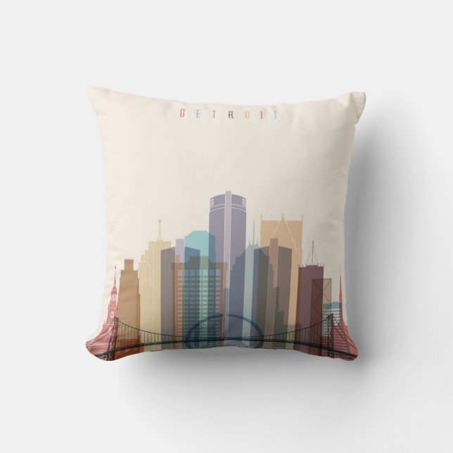 Coussin Horizon de ville de Detroit, Michigan | (Recto)