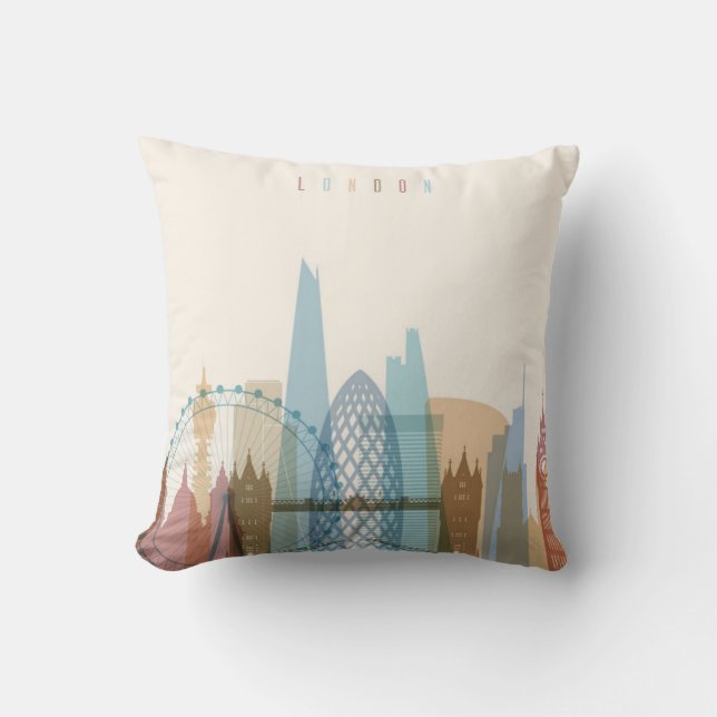 Coussin Horizon de ville de Londres, Angleterre | (Recto)