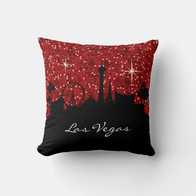 Coussin Horizon noir et rouge de Las Vegas de parties (Recto)