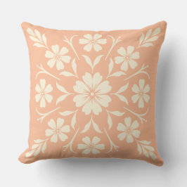 Coussin Horloge fleurie Médaillon Corail