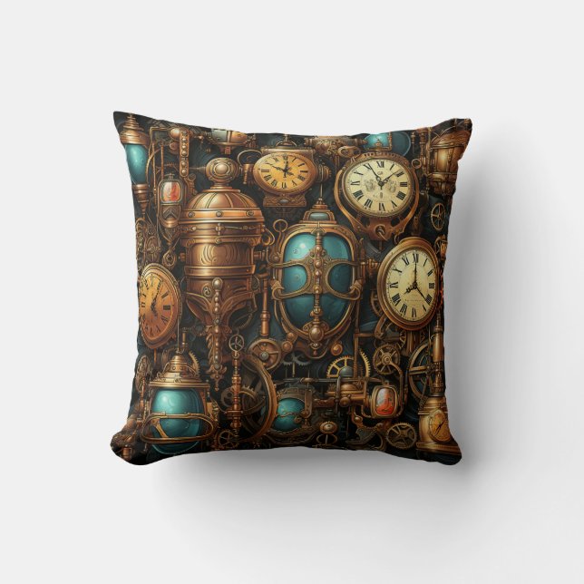 Coussin Horloges à vapeur Lancer l'oreiller (Recto)