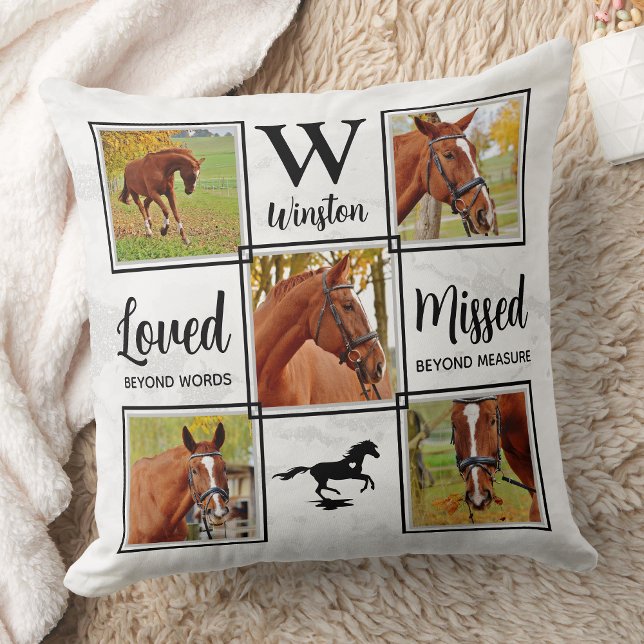 Coussin Horse Memorial Personnalisé Photo moderne Collage (Créateur téléchargé)