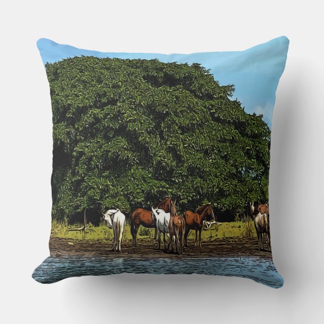 Coussin Horses by the Water (Recto)