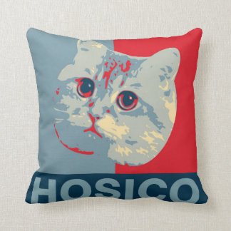 Coussin Hosico - Illustration Bleu Rouge