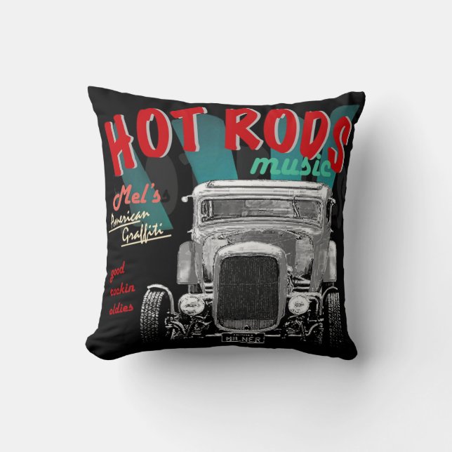 Coussin Hot rod, Music, Graffiti, coupé 1932 (Recto)