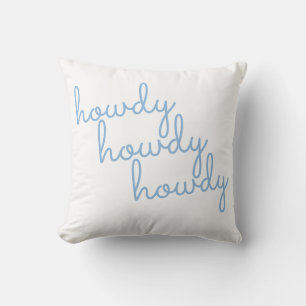 Coussin Howdy Coastal Cowgirl Vintage Script bleu