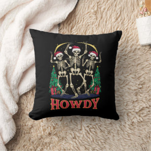 Coussin Howdy Dancing Skeleton Funny Noël Holiday