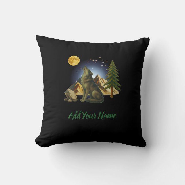 Coussin Howling Wolf Throw Pillow (Recto)