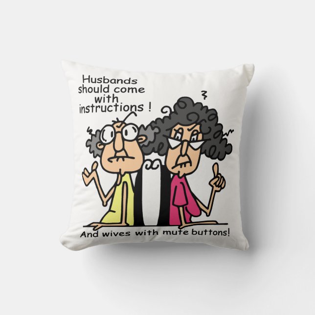 Coussin Humour d'attitude de maris et d'épouses (Recto)