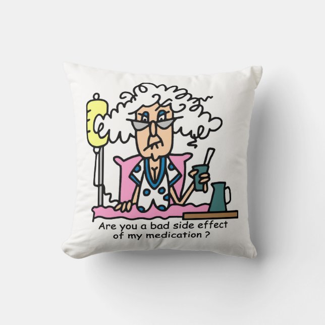 Coussin Humour de l'effet secondaire des médicaments (Recto)