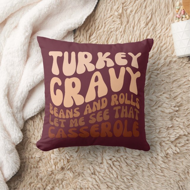 Coussin Humour Thanksgiving Turquie Gravy Beans Et Rolls (Couverture)