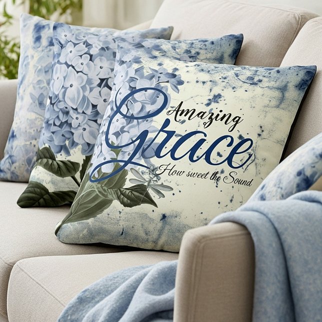 Coussin Hydrangea bleu Amazing Grace  (Créateur téléchargé)