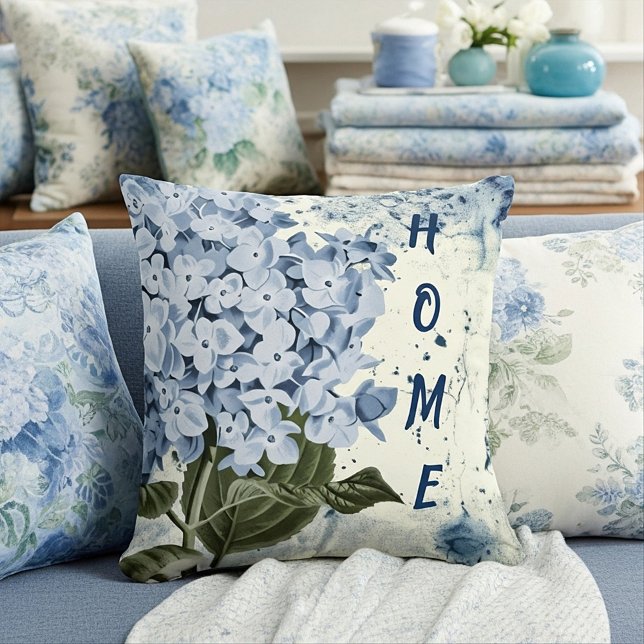 Coussin Hydrangea bleue personnalisée (Créateur téléchargé)