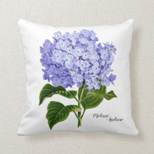 Coussin Hydrangea Lavande Fleur Botanique Personnalisée