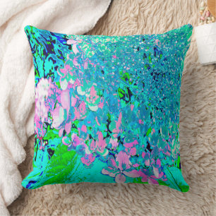 Coussin Hydrangea Limelight Élégant Rose et Bleu