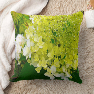 Coussin Hydrangea Limelight vert chartreuse élégant