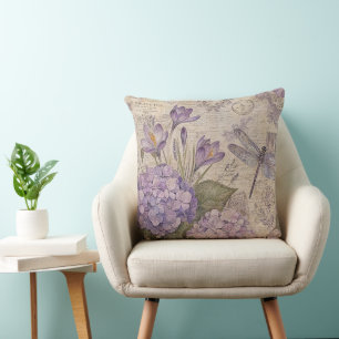 Coussin Hydrangeas Chic Usés Violets