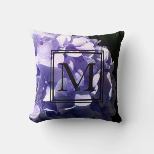 Coussin Hydrangée violette monogramme