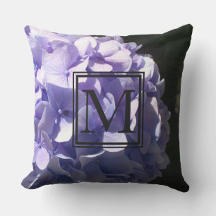 Coussin Hydrangée violette monogramme