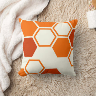 Coussin Hymne hexagone géométrique orange