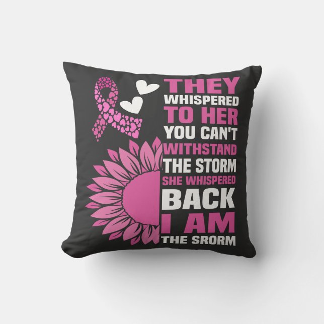 Coussin "I Am the Storm" Inspirational Pink Citation Desig (Recto)