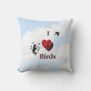 Coussin I Coeur Oiseaux / Nourrir les oiseaux