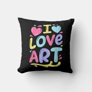 Coussin I Love Art, Peintre Artiste Peinture colorée Cadea