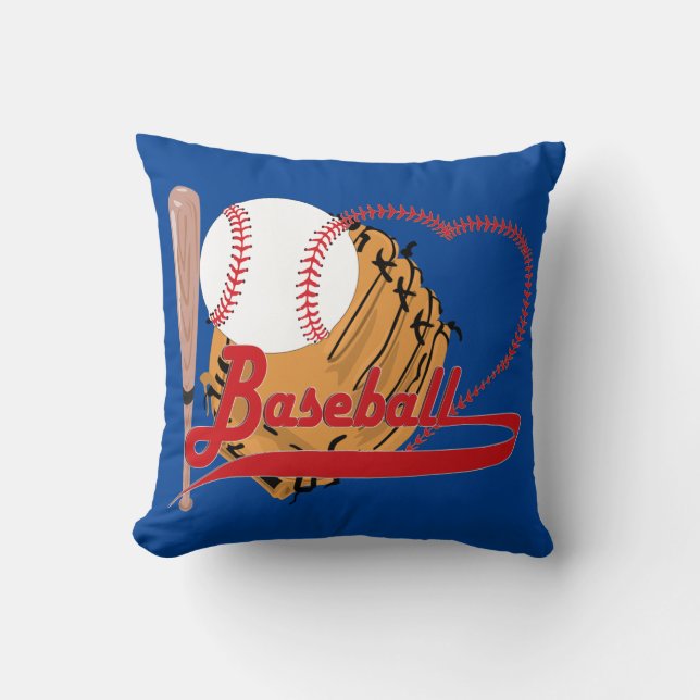 Coussin I Love Baseball - Ball, Bat, Gant De Baseball (Recto)