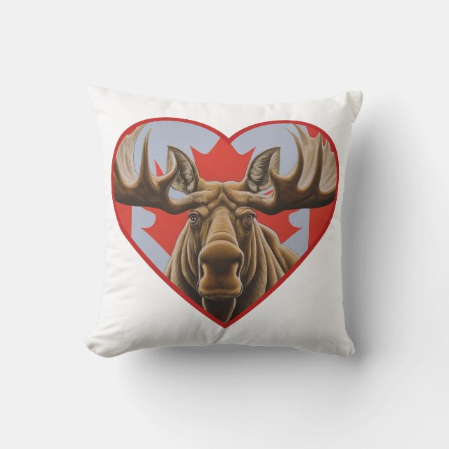 Coussin I Love Canada - Fière de l'orignal canadien et de  (Recto)