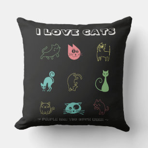 Coussin I Love Cats - Les gens sont trop de travail (V5)