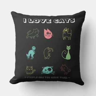 Coussin I Love Cats - Les gens sont trop de travail (V5)