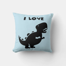 Coussin I Love Dinosaures Silhouette Art