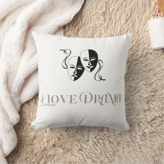 Coussin I Love Drama Text avec masques de théâtre