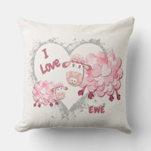 I Love Ewe Pink Cushion Personnalisable