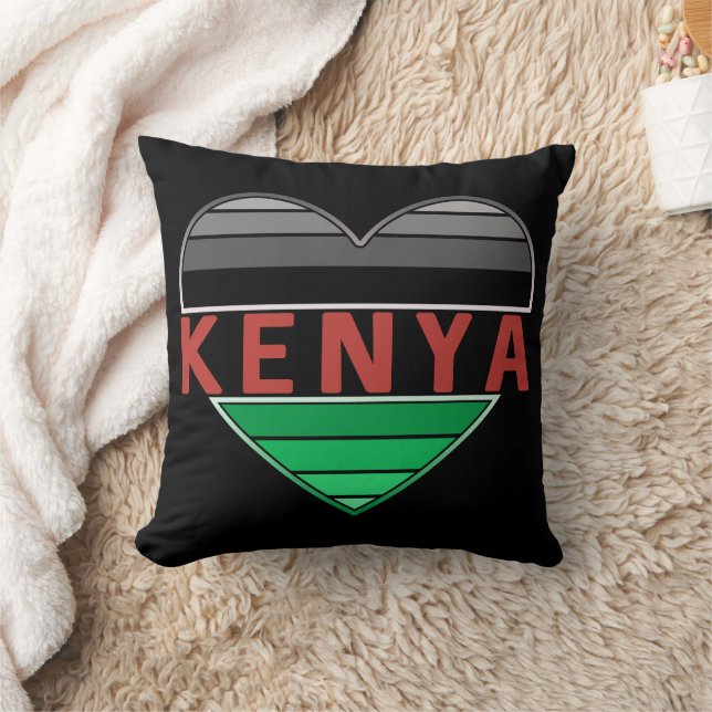Coussin I Love Kenya, Kenyan Heart (Couverture)