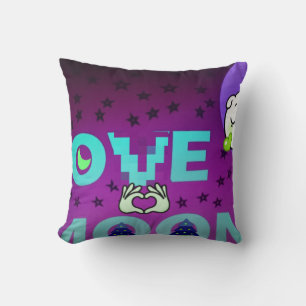 Coussin "I Love Moon" - Un design d'art céleste fantasque